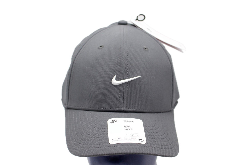 Nike Dri Fit Rise Club Gray White Swoosh Cap Hat Unisex L/XL Adult FV5563 068